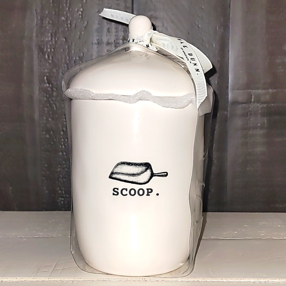 Rae Dunn Cream Ceramic Scoop Jar